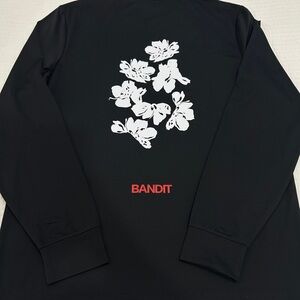 Bandit Running Nanomesh Black Long Sleeve Tee with Floral Design
